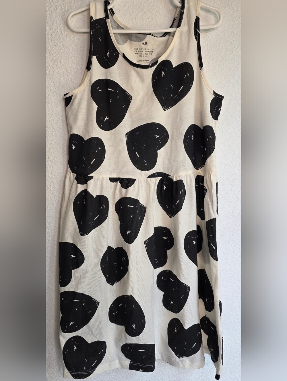 H&M Black and Cream Heart-Print Dress- Girls